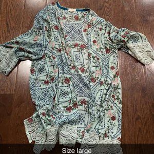 Long Silky Print Cardigan